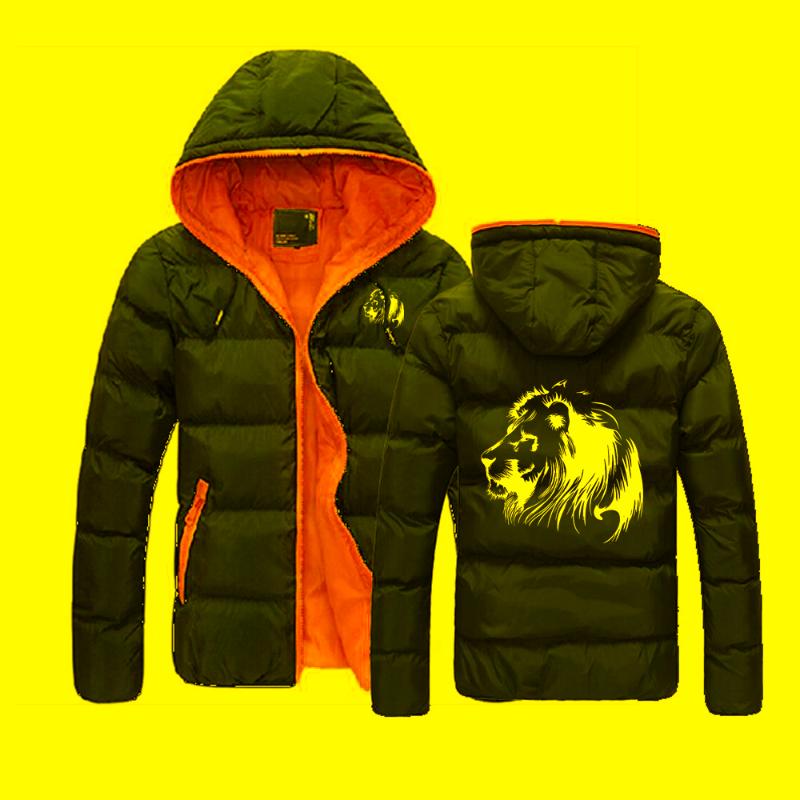 

Men' Hoodies & Sweatshirts Meditation Lion Printed Men' Coat Zipper Hooded Jacket Cotton Padded Slim Fit Winter Thicken Warm Outwear T