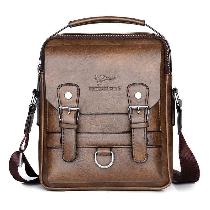 

2022 Kangaroo Luxury Brand 's Shoulder Vintage Messenger Leather Handbag Puleather Crossbody Bags for Men, Auburn