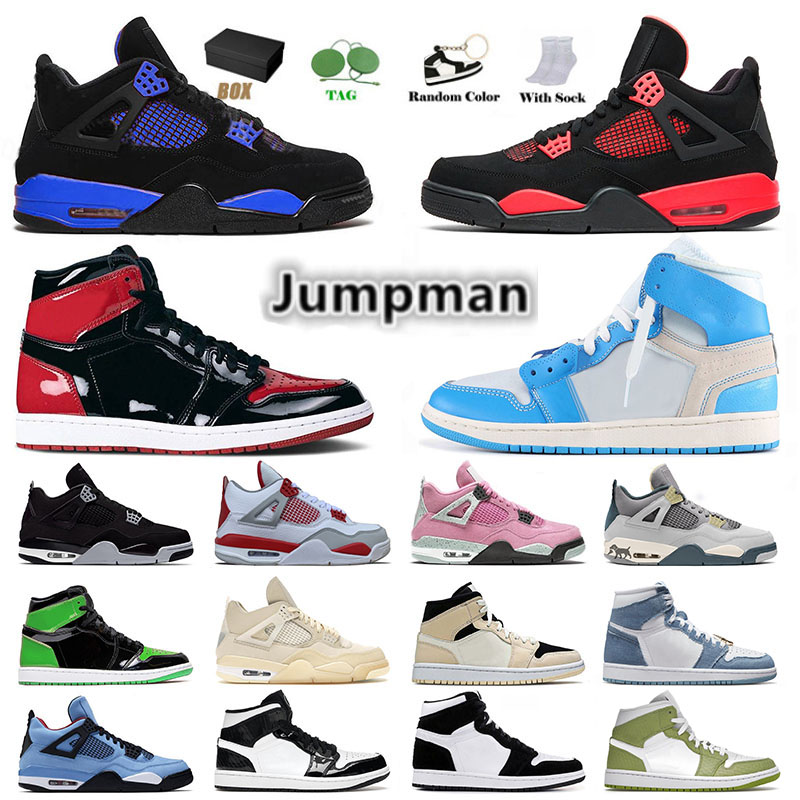 

Air Jorden 1 4 Jumpman Basketball Shoes Men Women Jorden1s Patent Leather Mid Dutch Green Jorden4s Offs White Blue Thunder J4 4s IV Sb Bred Military Black Cat Sneakers, 40-47 oklahoma sooners