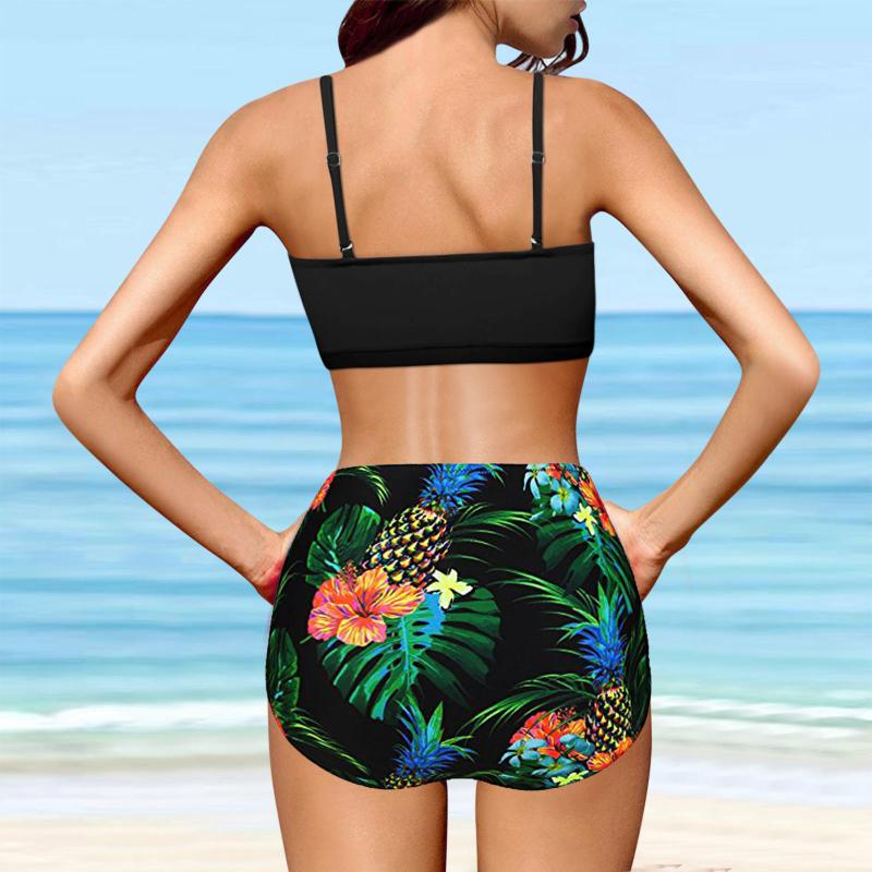 

Women' Swimwear Swimsuit Shorts Set Women High Waist Bikinis Swimuit Female Retro Beachewear Bikini SetWomen, Black