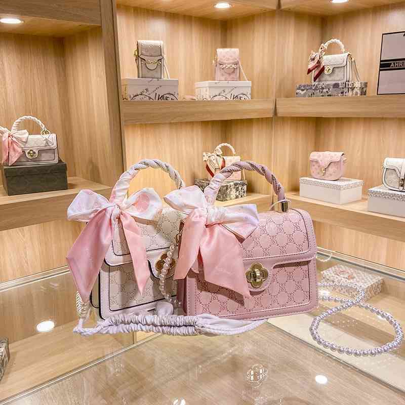

55% OFF Online Sale Wholesale handbag Cool embossed vertical double with silk scarf summer one shoulder portable, Pink