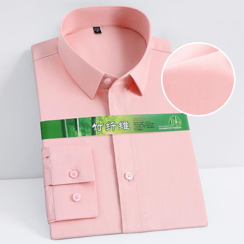 

Men's Dress Shirts Bamboo Fiber Men's Shirt Long Sleeve Stretch Free Care Soft Business Formal White Blue Male Non-Iron Without Pocket S, Social shirt 29