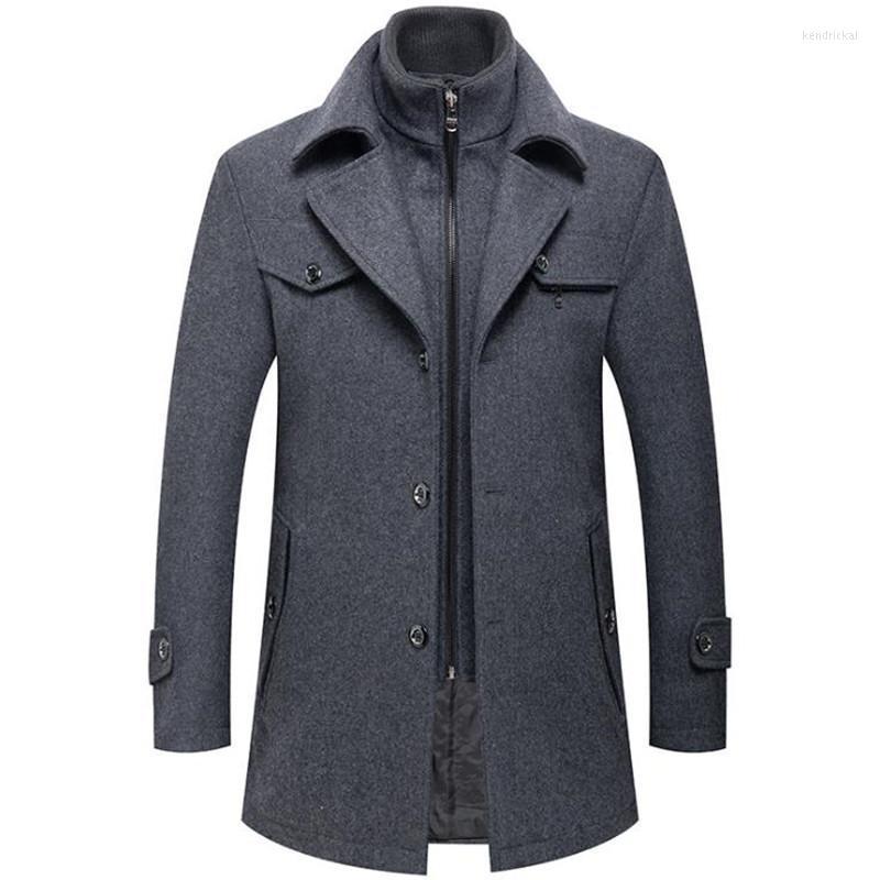 

Men' Wool & Blends Autumn Winter Jacket Mens Long Windproof Coat Casual Thick Slim Male Kend22, Burgundy
