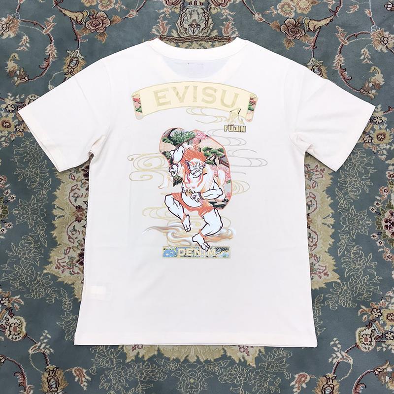 

Men's and Women's T-shirt Spring and Summer Pure Cotton Fushen Print Short-sleeved High Street Loose Shirts, White