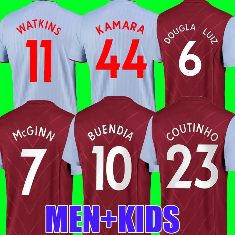 

Aston Villaes 22 23 COUTINHO Soccer Jerseys WATKINS Kamara BUENDIA McGINN EL GHAZI DOUGLAS LUIZ MINGS CASH Ings Digne 2022 2023 Home Away Football shirts Men Kids kit, 22-23 away kids