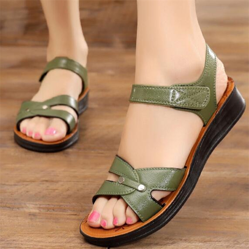 

Summer Women Sandals Flat Non-slip Open Toe Shoes Women Casual Vintage Comfortable Mother Sandals Zapatos De Mujer zz79 220326, 11