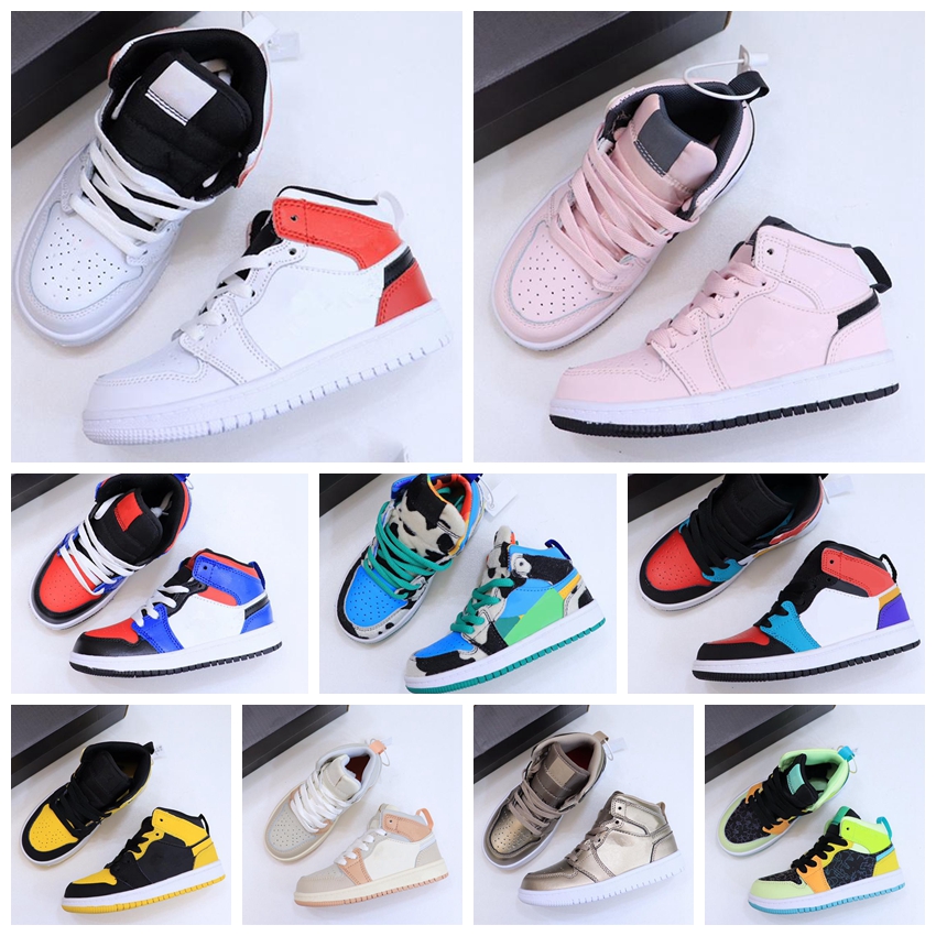 

2022 designer kids shoes University blue High basketball shoe Jumpman Bordeaux dark Gum Hand Crafted Dark Marina boys girls kid Pollen Prototype Volt Silver 28-35, Red
