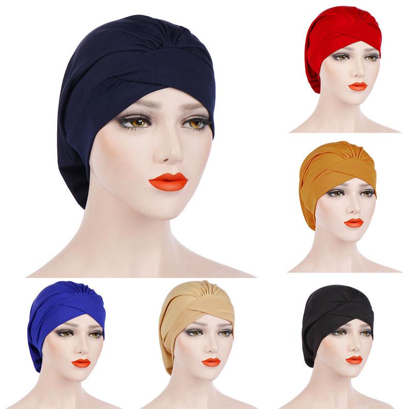 

Ethnic Clothing Fashion Muslim Hijab Headscarf Inner Caps Women Soft Cross Headband Islamic Turban Hat Headwrap HijabEthnic