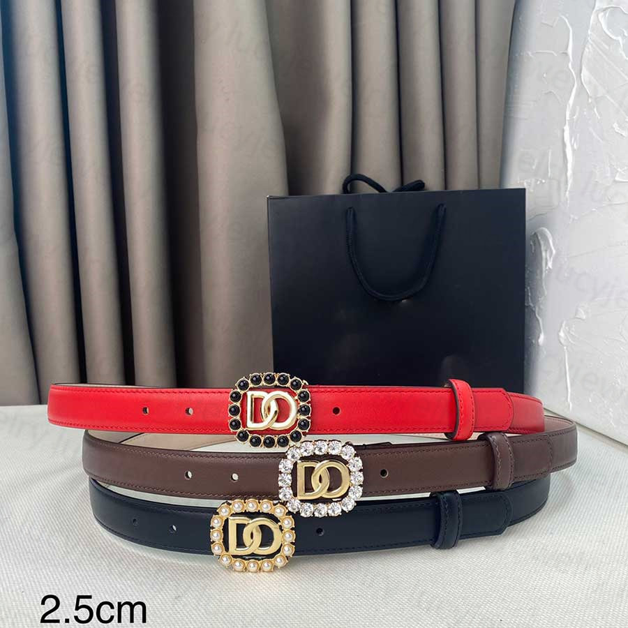 Luxury Belts Fashion Designer Genuine cowskin Belt for Woman smooth Buckle 3 colors 2.5cm wide High Quality with Box