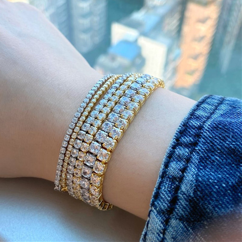 

luxury diamond tennis bracelet designer 925 sterling silver jewelry gold bracelet for woman Bracelets White Colorful 5A Cubic Zirconia Chains Link Chain With Box