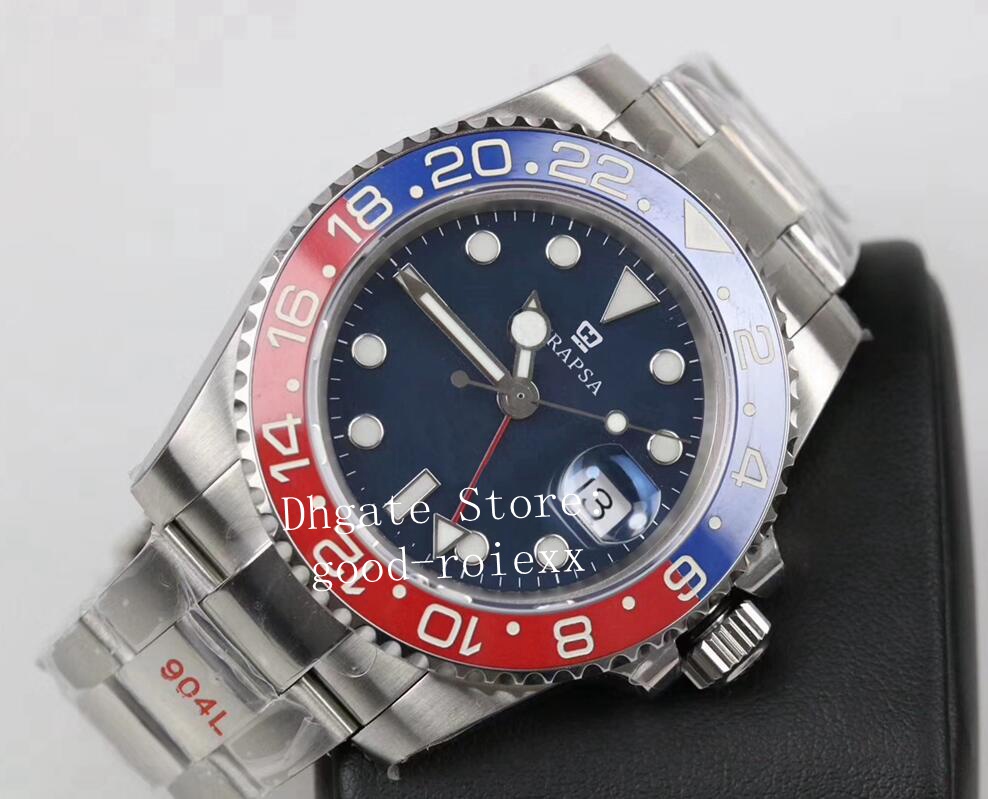 

Watches For Men Automatic Cal.3285 Watch Meteorite Black Blue Red Dial Ceramic Bezel GM Factory Mens 904L Steel Gmt 126719 Eta Sapphire GMF Wristwatches Luminous, Blue dial