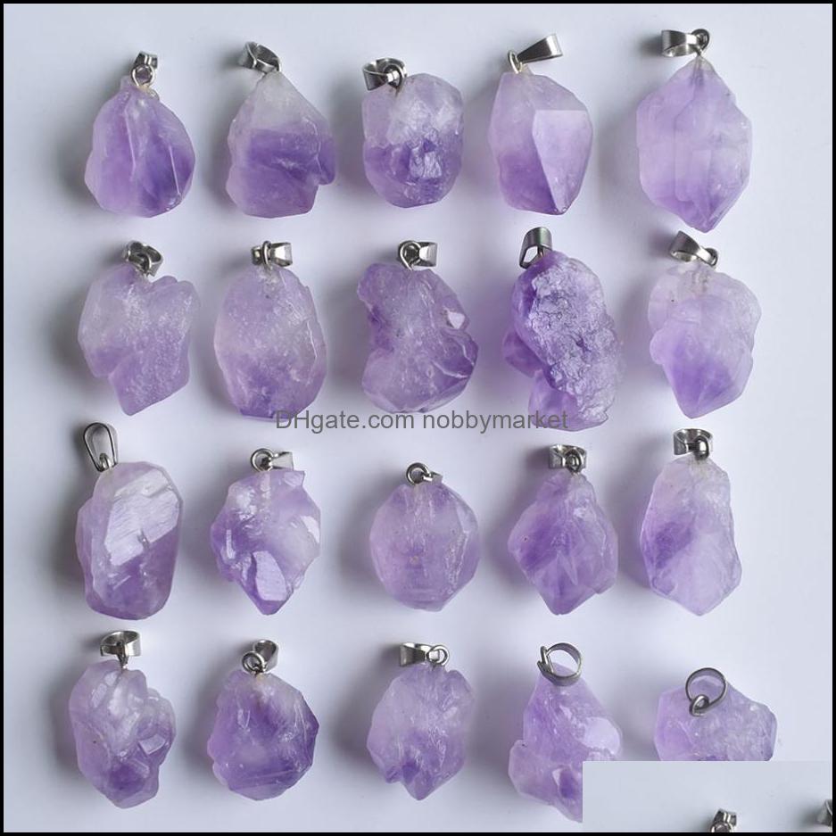 

Natural Stone Amethyst Irregar Shape Charms Pendants For Jewelry Making Wholesale Drop Delivery 2021 Findings Components Jmvix