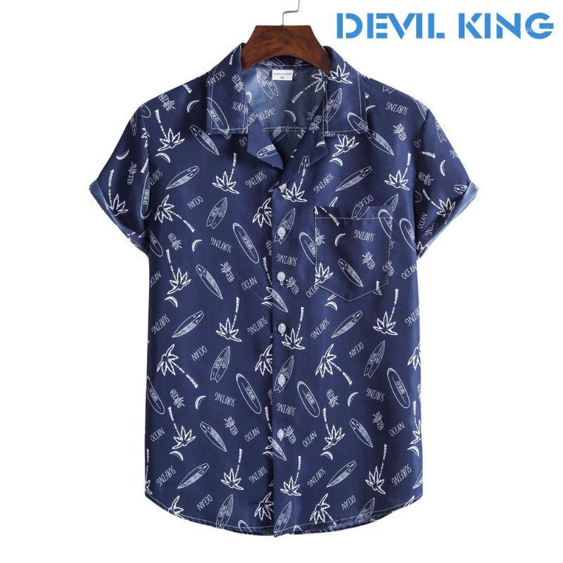 

Men's Hawaiian Style Short-sleeved Printed Shirt Casual Shirts, Black