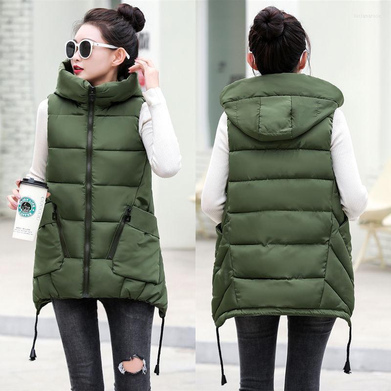 

Women' Vests 2022 Autumn And Winter Women Vest Thick Student Cotton Coats Plus Size 5XL Lady Clothing Warm Luci22, Army green