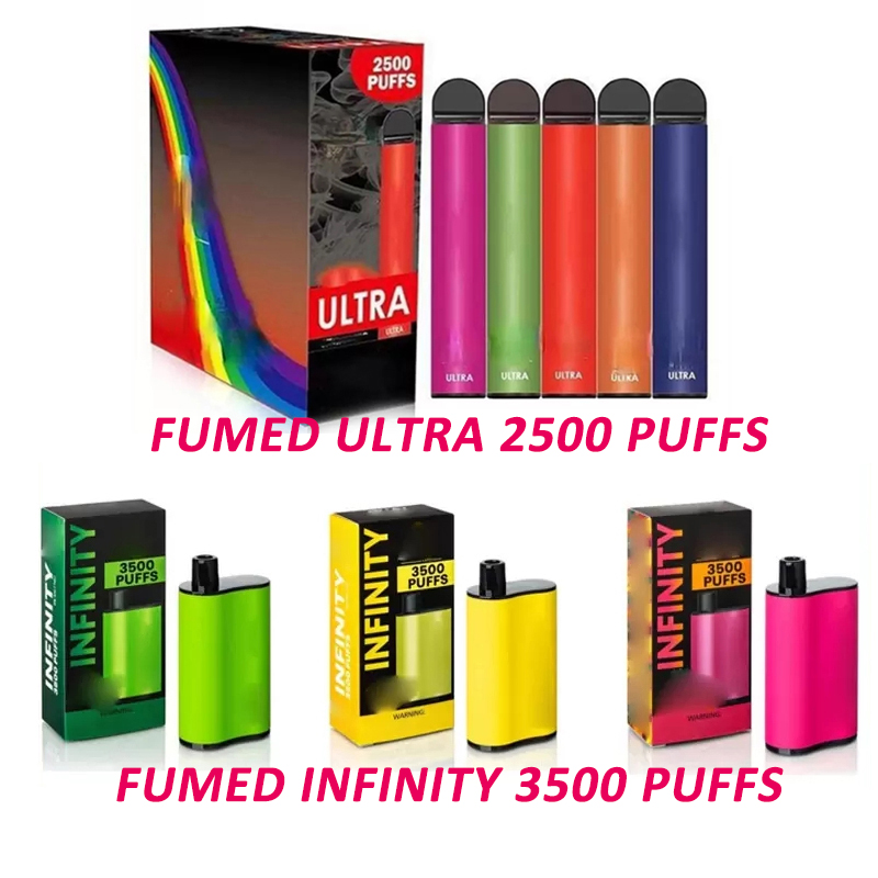 

25 Colors FUMED ULTRA INFINITY 2500 3500 Puffs E Cigarettes Disposable Vape Pen Pre-Filled 8ml and 12ml Vapes Device Vs Bang XXL