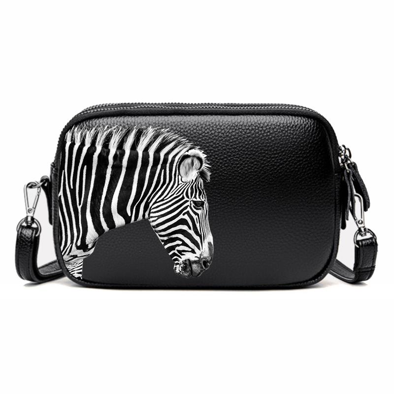 

Evening Bags 2022 Mini Shoulder Bag Women Fashion Ins Genuine Leather Messenger Purse Simple Style Crossbody Zebra ANI002, Black