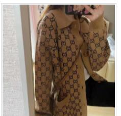 

Women Sweater Knit Designer Cardigans Knitted Loose Coat Double Letter Printed supre Sweaters Ladies Outer Wear Thick Streetwear, Khaki