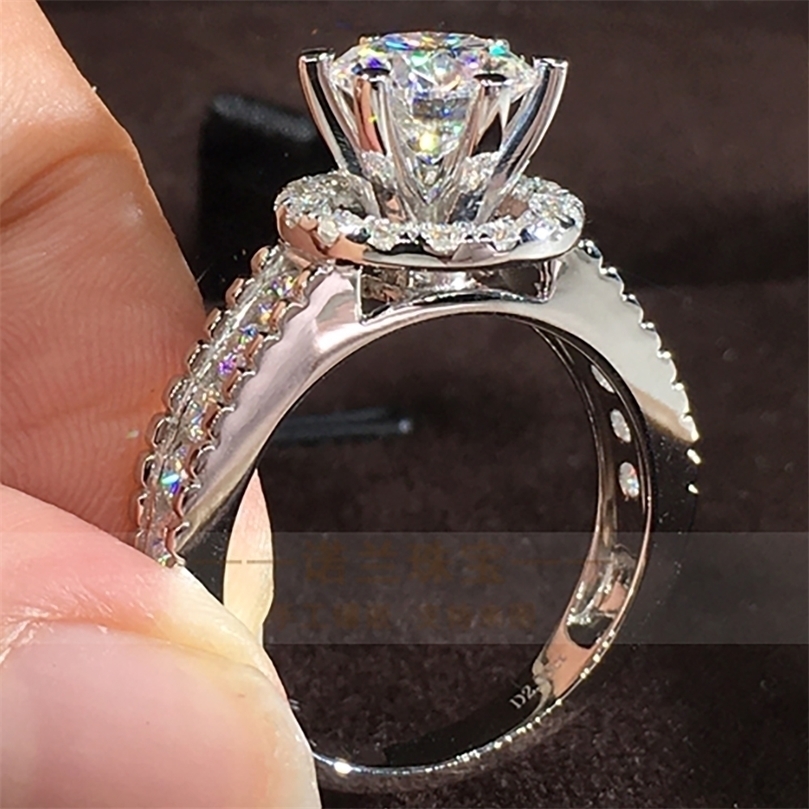 18K Au750 Or Blanc Femmes Bague Diamants 1 2 3 4 5 Carat Ronde De Luxe De Mariage De Fiançailles Anniversaire Anneau 220816