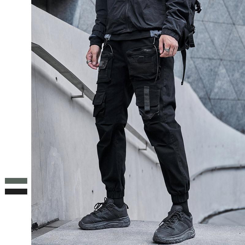 

Men's Pants C-5130 Men Cargo Multi-Pocket Slim Fit Tie Feet High Street Casual Japan Style Functional Outdoor Camping Sport Trousers, C-5130 army green