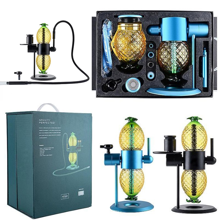

Stundenglass Ravity Hookah Glass Bong Smoking Pipe 360 Rotating Gravity Bongs With Silicone Tube Multiple Colors Custom Logo Tobacco Herb Shisha Water Bongs Pipes