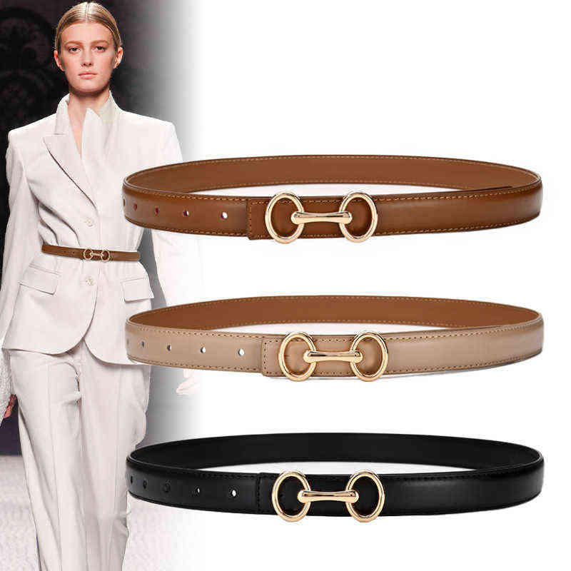 

Women's Leather Belt Simple Wild Jeans Belt Korean Ins Wind DecorativeLeather Zinc Alloy Fashion Buckle Belt with Suit Trousers H220418, Black