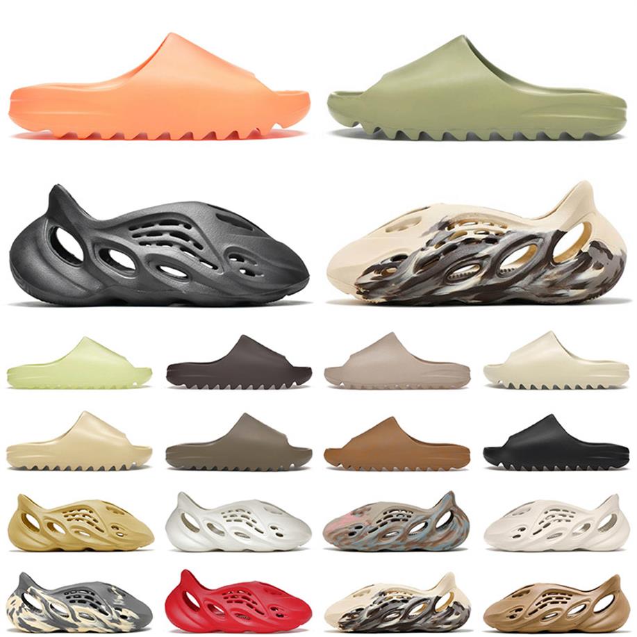 

2022 designer mens women foam runner slippers sliders size 13 Cream Clay Onxy Resin Moon Gray Mist Pure Enflame Orange Slides plat290G, C19 ochre kids