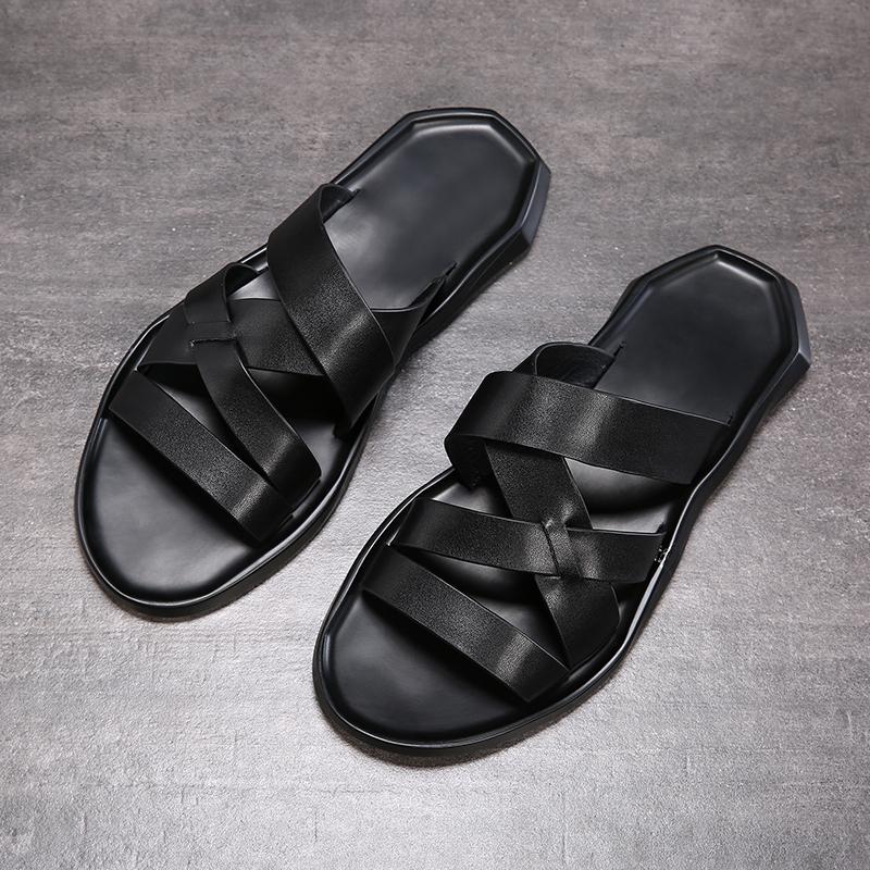 

Sandals Men's Sandal 2022 Summer Top Layer Leather Shoes Beach Fasion Casual Breathable Non-slip Soft Soles Men, 32004