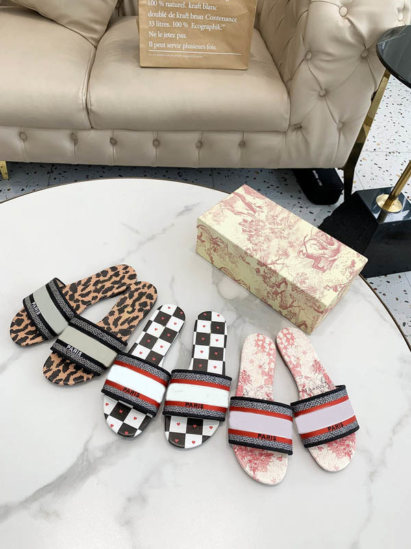 

Brand Shoes Women Dways Slide slippers Dark Nude DD Stripes Embroidered Cotton indoor sandals Designer Luxury Fashion Ladies Beach Flat Flip Flops, #26