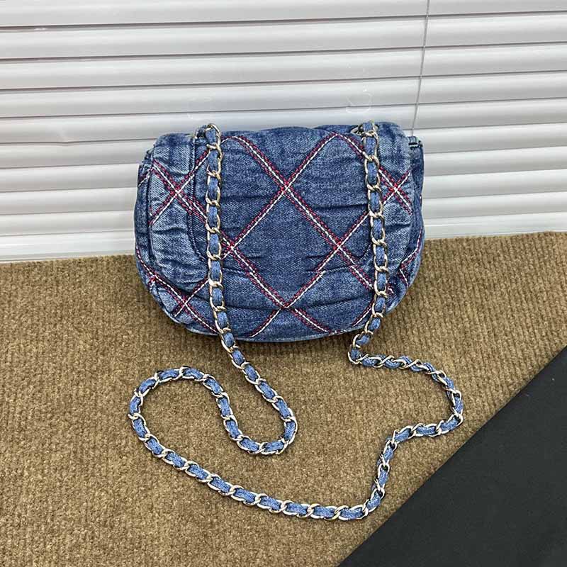 

Mini Flap Designer Bags Cowboy Blue Denim Messenger Shoulder Bag womens luxury Handbag Letter Silver Chain Two-tone Diamond Quilting CrossBody purse