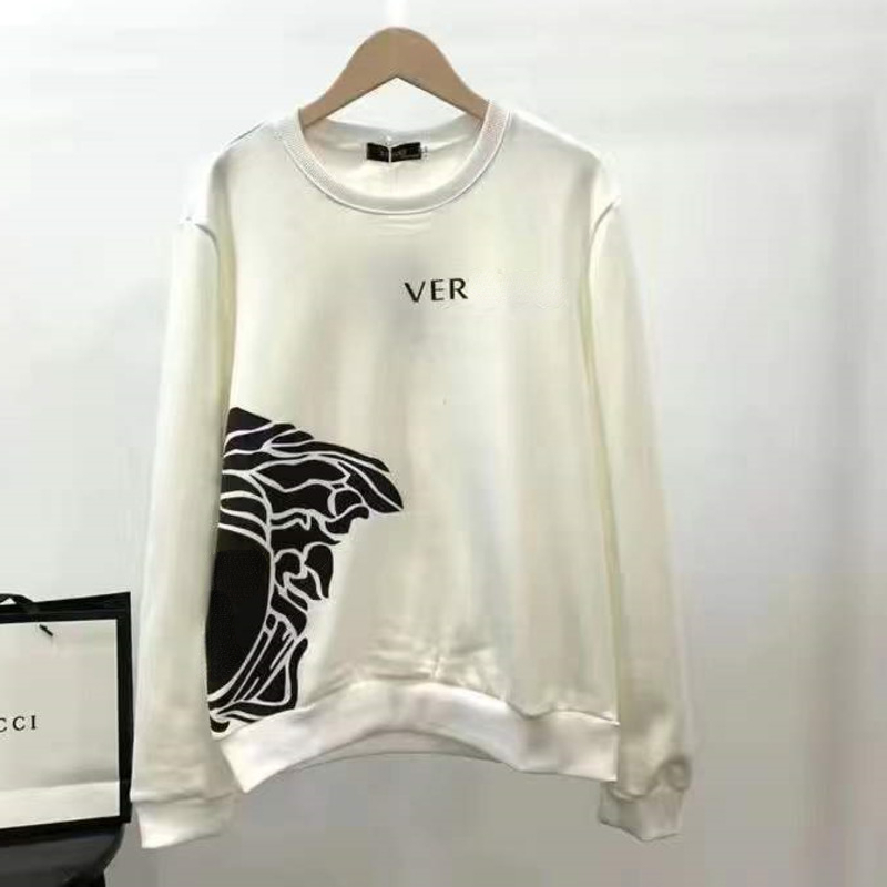 

Mens Hoodie Sweatshirt V designer sweater Medusa Long Sleeve tshirt women Neck Sweater, Black