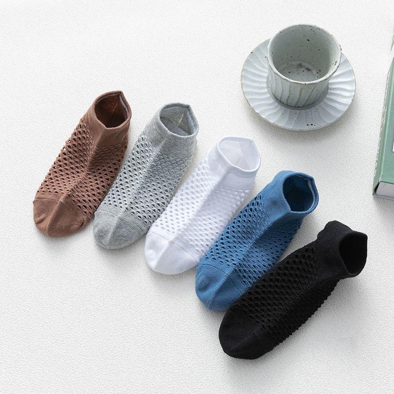 

Sports Socks Summer Breathable Thin Mesh Pure Color Sweat-Absorbent Low-Cut Deodorant Shallow Mouth Cotton Boat, 3 pairs black
