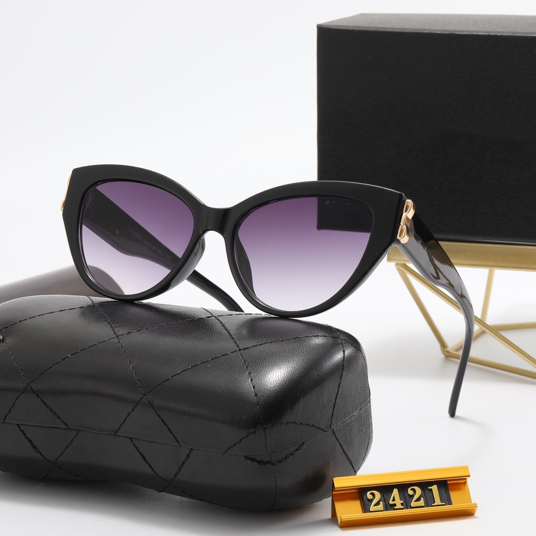 

Fashion Designer Sunglasses High Quality Brand Polarized lens Sun glasses Eyewear For Women eyeglasses metal frame with box case 2421