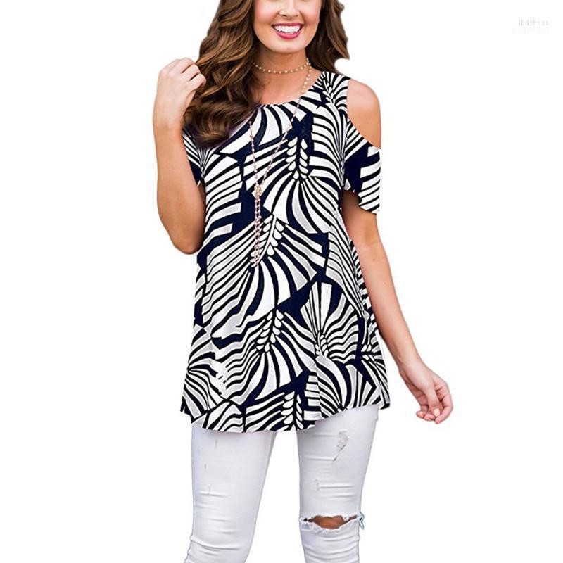 

Women' Blouses & Shirts Women Chiffon Tops Off Shoulder Short Sleeve Floral Print Tee Spring Female Casual Ruffles Plus Size Blusas Girl, Zebra