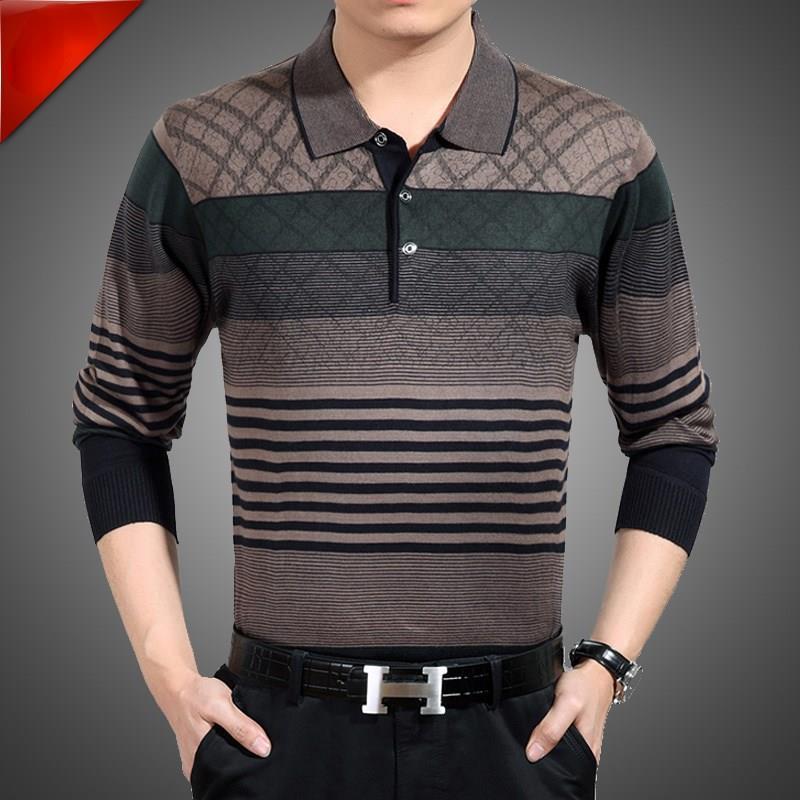 

Men's Polos Spring Casual Shirt Men Long Sleeve Turn Down Collar Loose Fit Stripe Print For Large Size 4XL E361Men's Men'sMen's, Zang qing