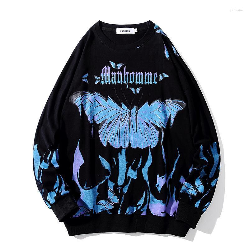 

Men's Hoodies & Sweatshirts Spring Autumn Men's Hip Hop Sweatshirt Hoodie Colorful Butterfly Streetwear Harajuku Pullover Cotton Plus Si, At212white
