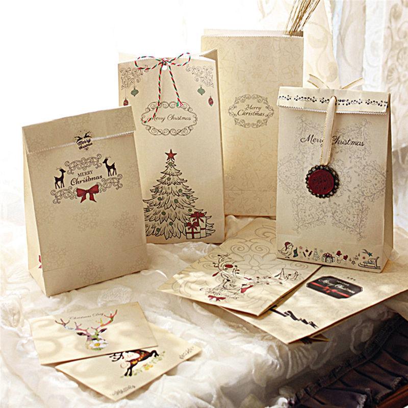 

Gift Wrap Party Holiday Cookies Present Kraft Paper Bags Merry Christmas Gifts Wedding Bag Packing For Container