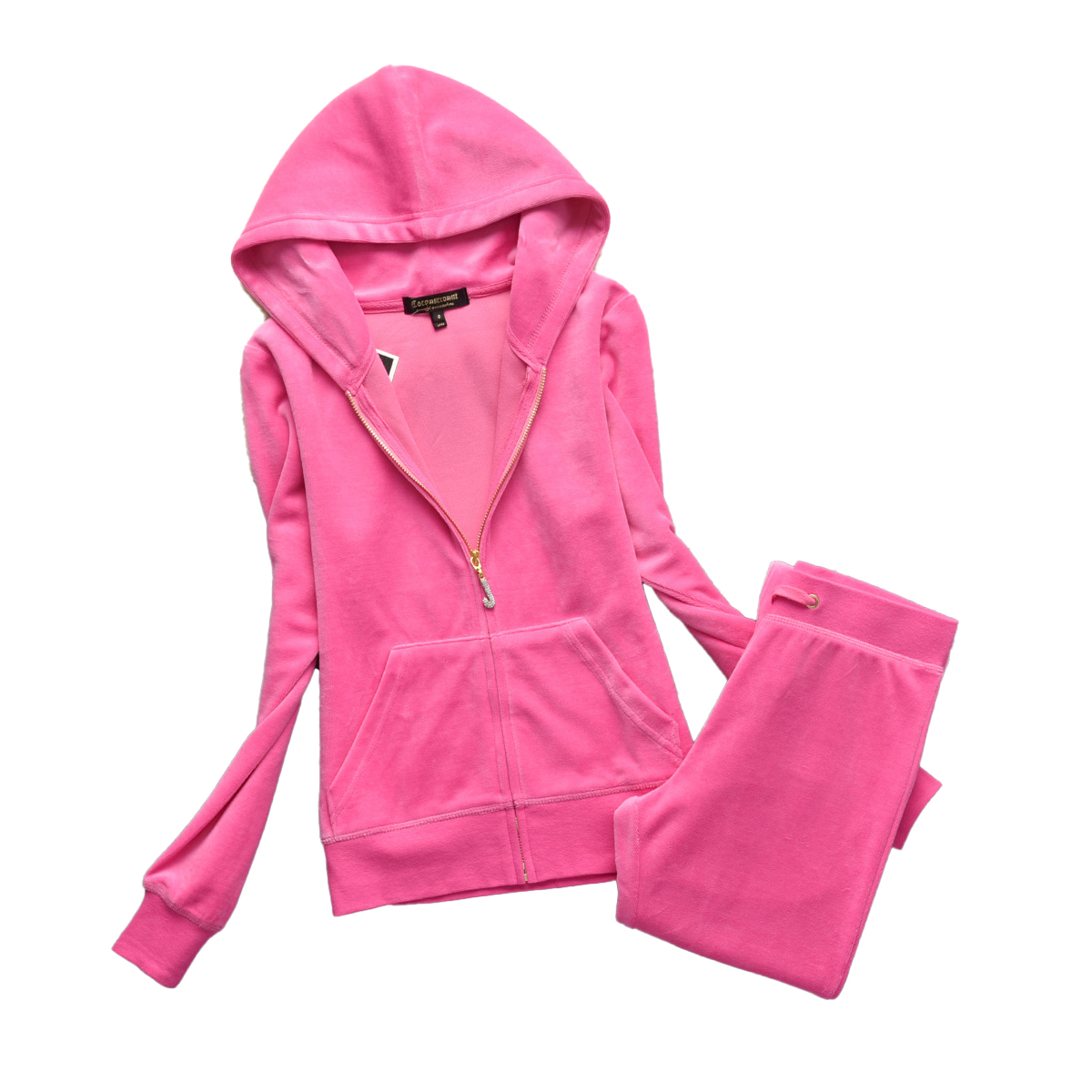

Sweatshirts coat and pants set women 2 piece Designer tracksuit rose red multicolor velvet zip cardigan hooded logo Street Leisure long sleeves Tracksuits JICCU, Ivory