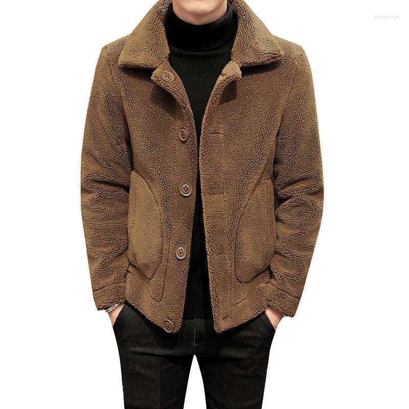 

Men's Wool & Blends 2022 Autumn/winter Fashion Woolen Coat Male High-quality Short Plus Velvet British Slim Casual Warm Kend22, Beige