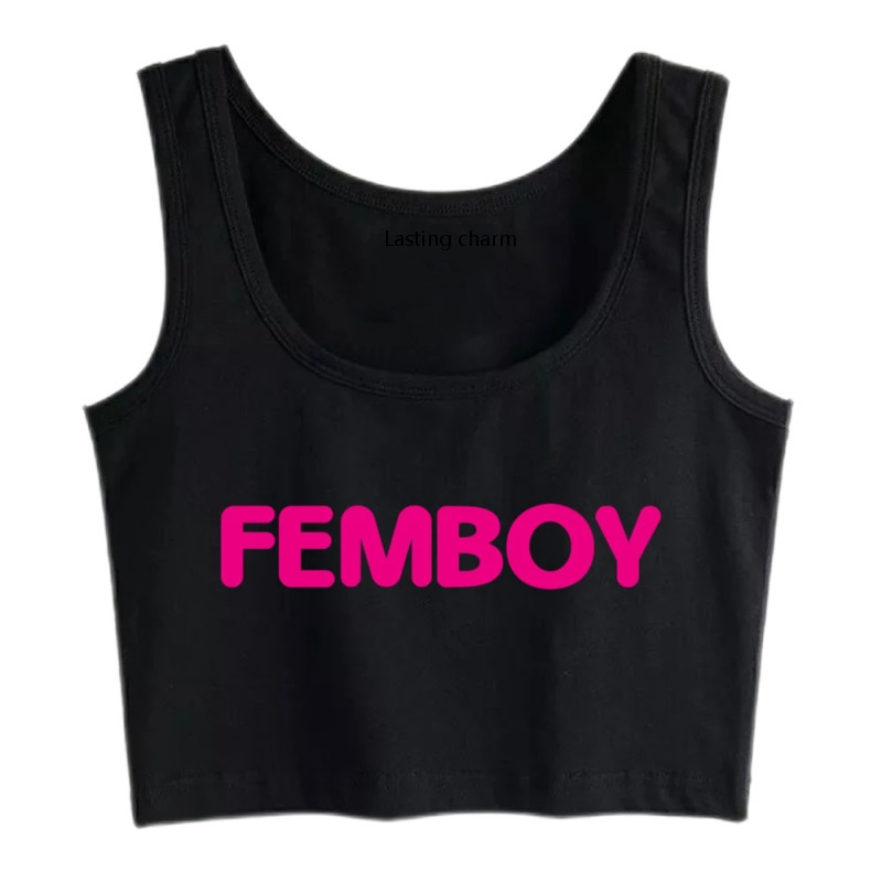 

Atasan Crop Top Pesona Abadi Desain Femboy Atasan Cetak Kasual 220613, White