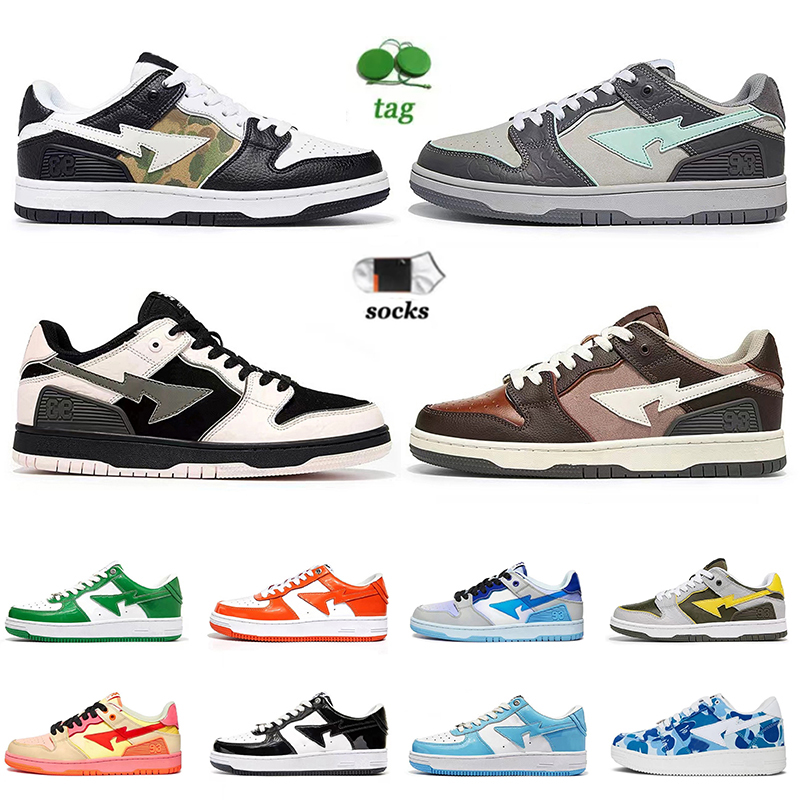 

Bapestas Sneakers 2022 Fashion Mens Women Sk8 Star Low Casual Shoes Platform Baped White Black UNC Coast Green A Bathing Stas Designer Skateboard Trainers, C11