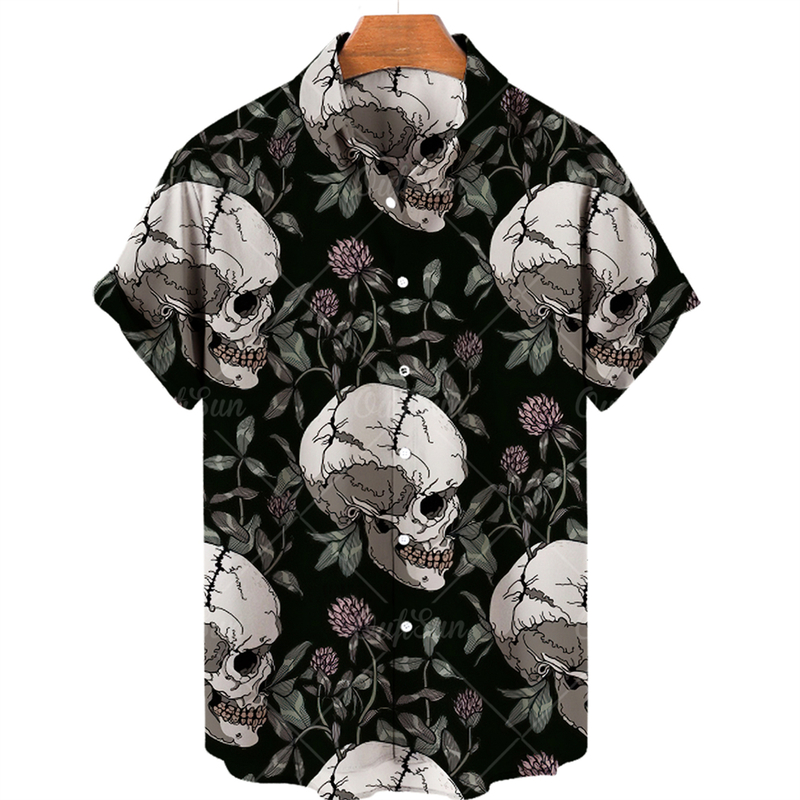 

Hawaiian Shirts For Men 3d Skull Print Vintage Clothing Casual Rock Fashion Oversized Shirt Short Sleeve Street Male Camicas Top 220606, Zm-3284