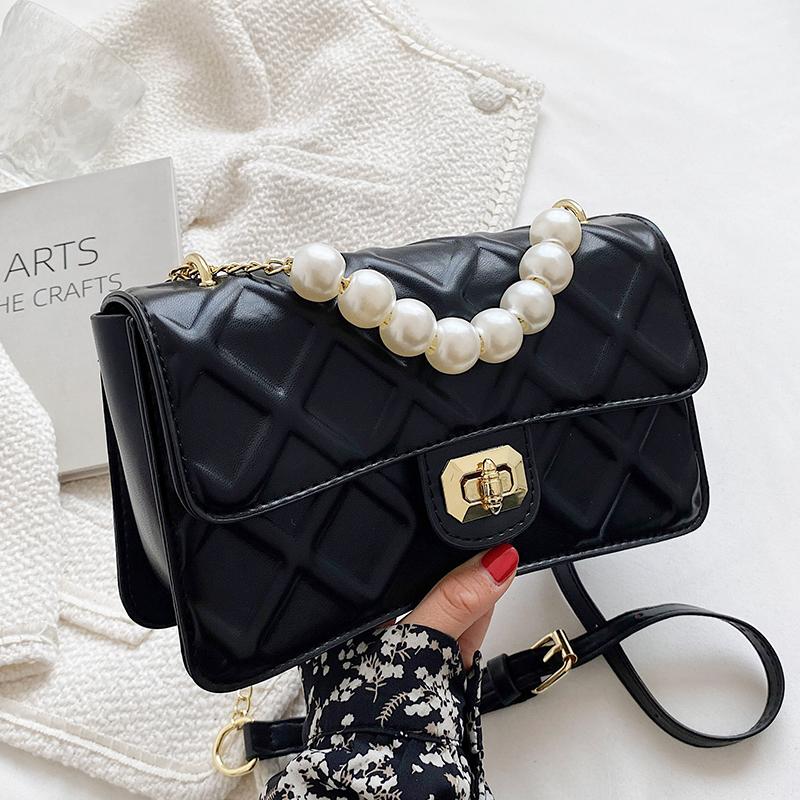 

Evening Bags Luxury Pu Leather Women Shoulder Bag High Quality Ladies Pearl Crossbody For Designer Female Handbags Messenger, Beige