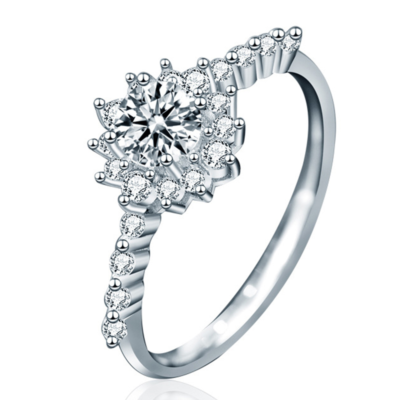 Diamond Rings Set Solid 0.5ct VVS1 Moissanite 14k White Gold 925 Sterling Silver Bridal Engagement Ring Wedding Band Sets-image-782935567