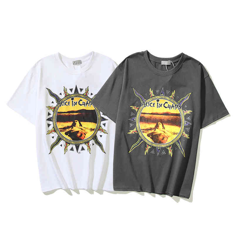 

FG Menswear 2021 new fashion hip hop rock wash used high street men's Short Sleeve T-Shirt, White