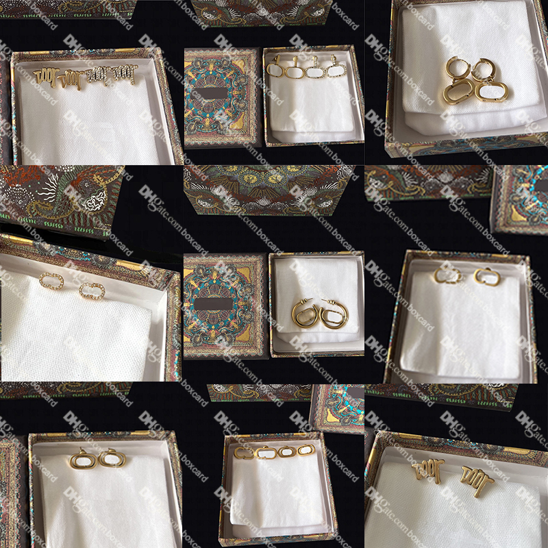 

Vintage Letters Designer Earrings Charm Diamond Date Studs 10 Styles Rhinestone Eardrops