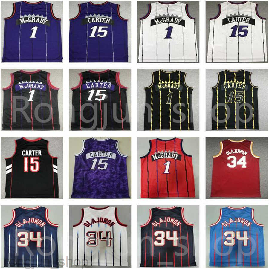 

Mitchell Ness Retro Toronto''Raptors''Men Basketball Vince Carter 15 Tracy McGrady 1 Hakeem Olajuwon 34 Men''nba''jerseys Vintage