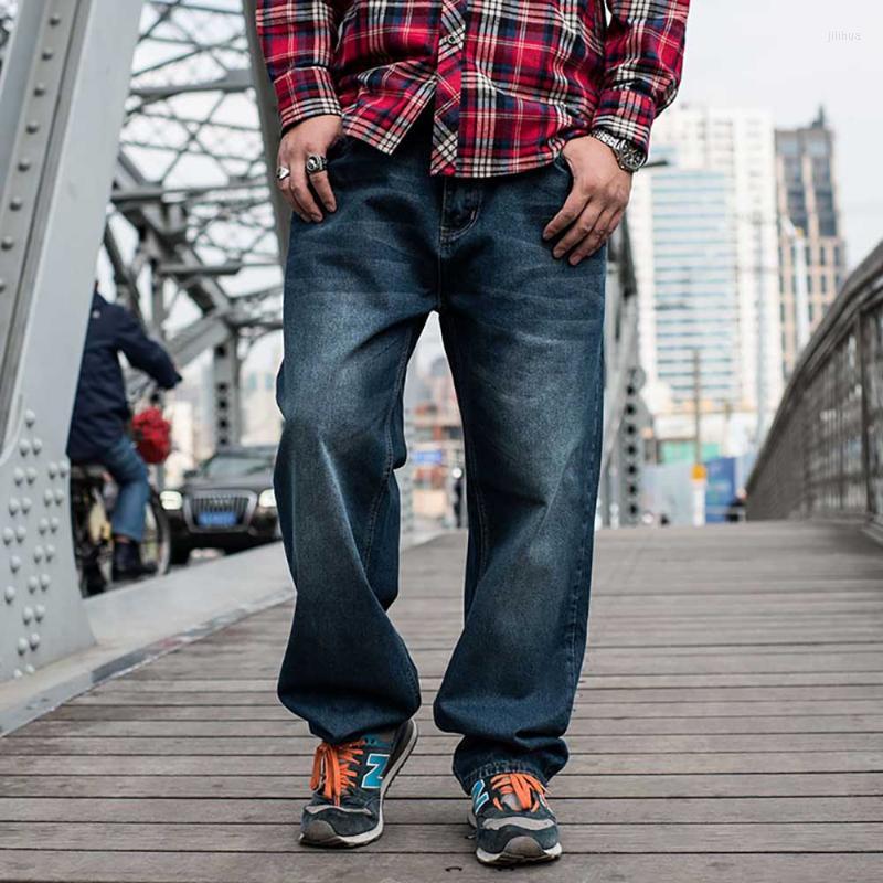 

Men's Jeans Trendy Loose Baggy Pants Men Casual Denim Overalls Straight Trousers Street Style Wide-Leg Hiphop Harem JeansMen's, Blue