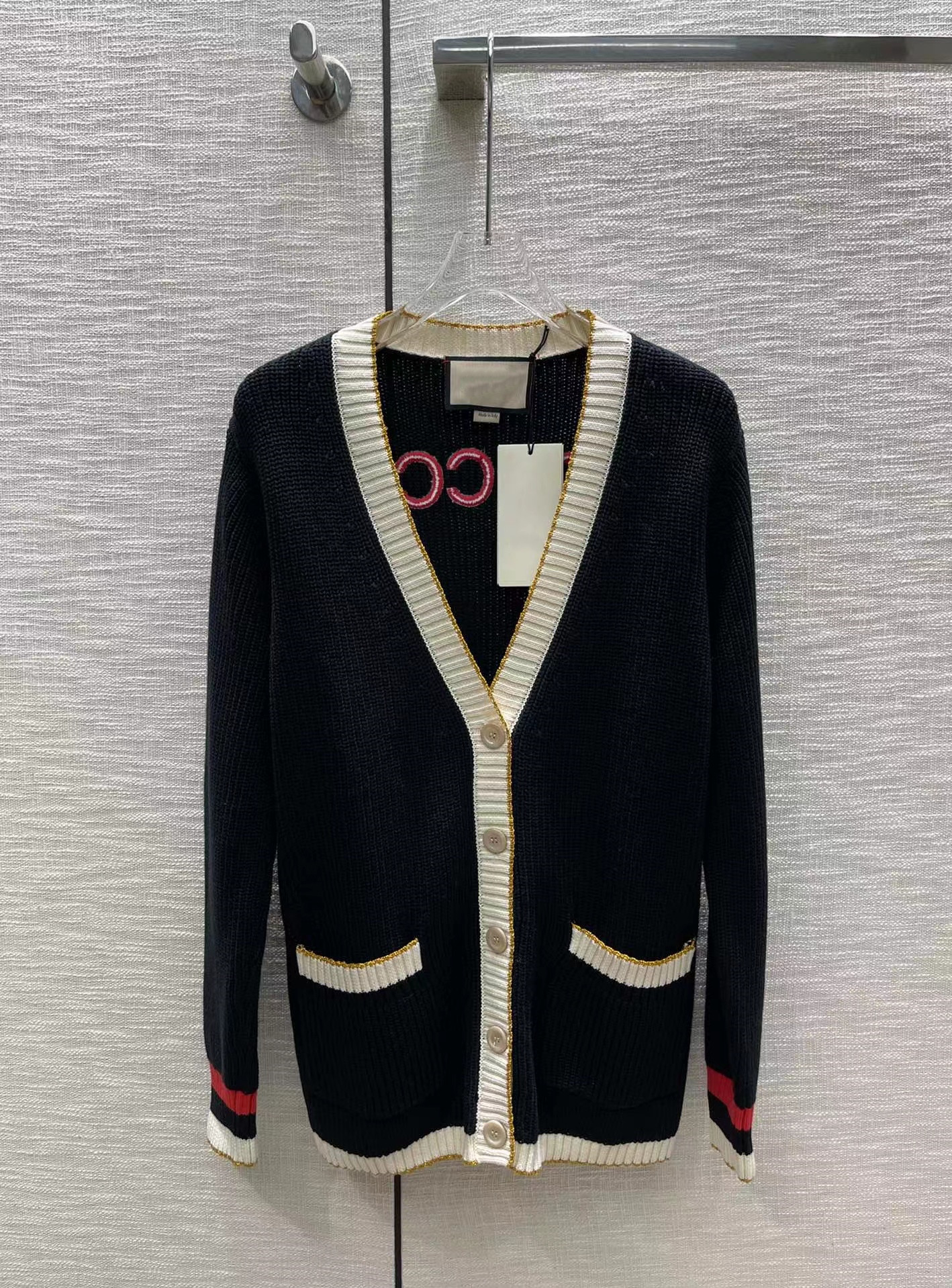 

2022 New Autumn Winter Milan Runway Sweaters V Neck Long Sleeve Women' Sweater High End Jacquard Designer Sweater 0825-3, Picture color