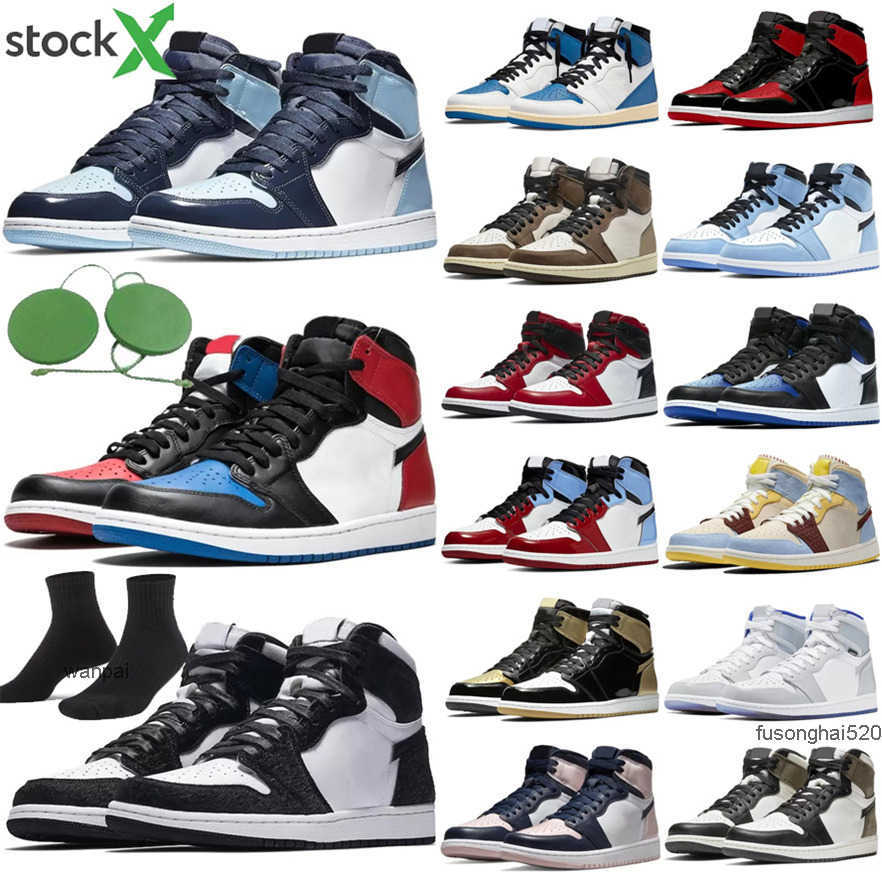 

2022 Jumpman 1 shoes High Basketball Shoe Bred UNC Black Cat Red Thunder Royalty University Blue 1s Heritage Blue royal dark mocha Mens Men OG designer shoes, # 18