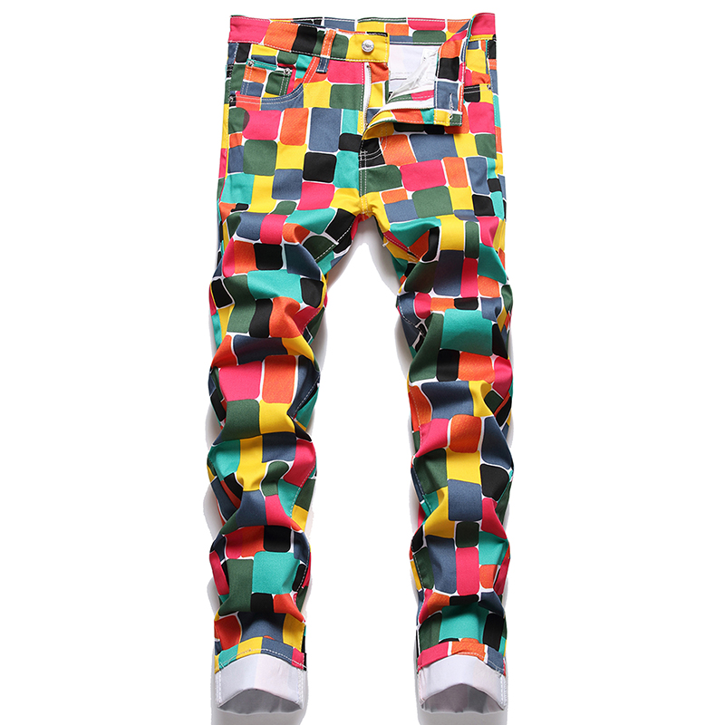 

Summer Stretch Men's Jeans Digital Printing Cotton Denim Pants Fashion Slim Mid-waist Casual Streetwear Pantalones de hombre, 5696